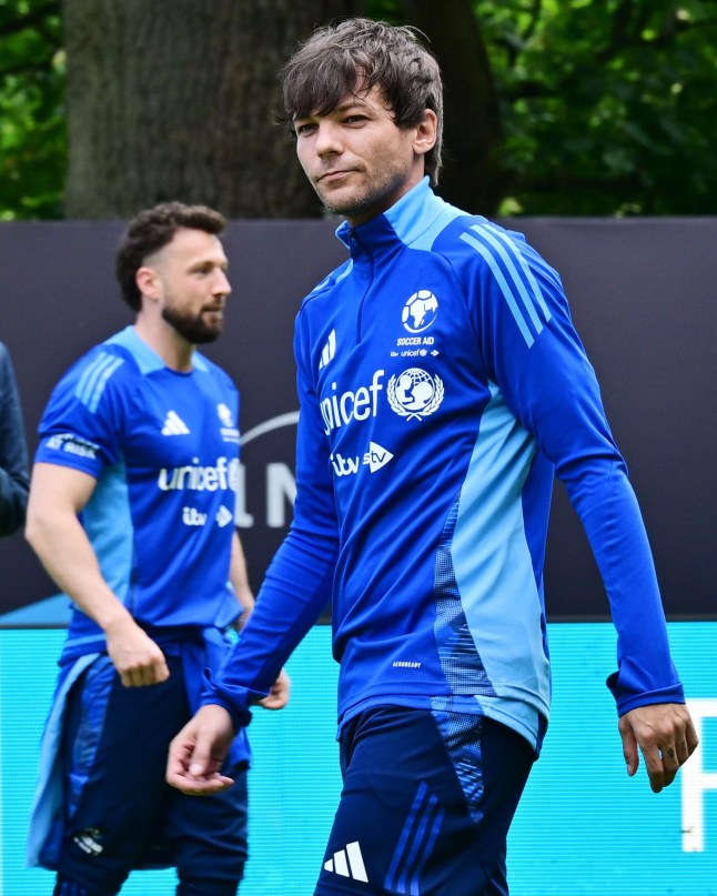 Mandatory Credit: Photo by James Veysey/Shutterstock (15352566u) Louis Tomlinson and Sam Thompson Soccer Aid for UNICEF 2025, Training, Day 1, Hertfordshire, UK - 12 Jun 2025