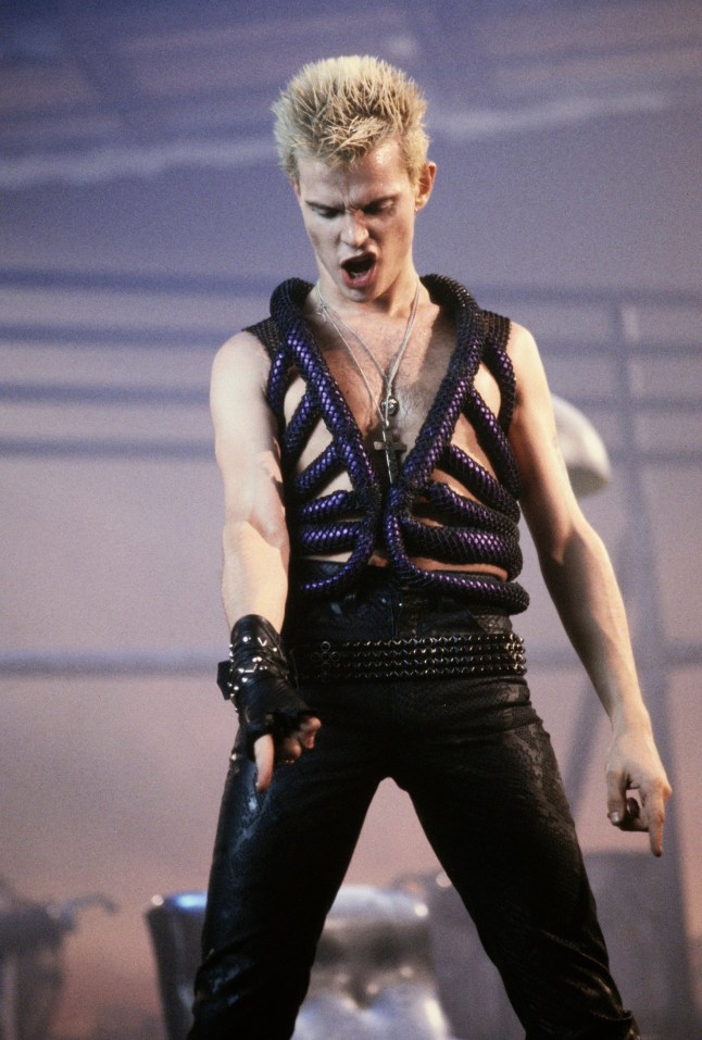 Musician and singer-songwriter Billy Idol on set during filming of music video of 'Dancing With Myself', US, 1981. (Photo by Brian D. McLaughlin/Michael Ochs Archives/Getty Images)