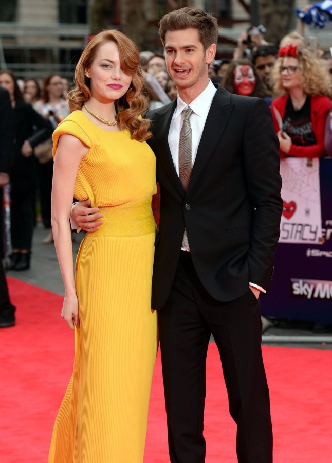 Mandatory Credit: Photo by David Fisher/REX/Shutterstock (3692814az) Andrew Garfield and Emma Stone 'The Amazing Spider-Man 2' Film World Premiere, London, Britain - 10 Apr 2014