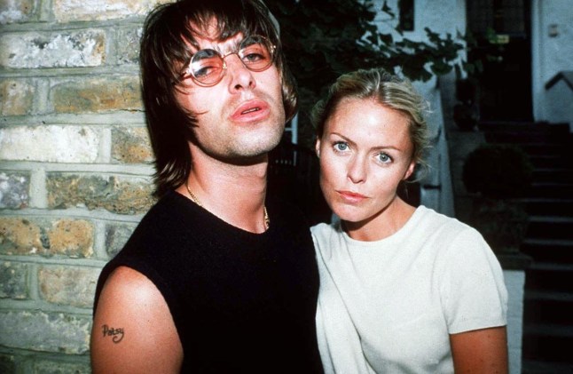 Mandatory Credit: Photo by Shutterstock (259671l) LIAM GALLAGHER AND PATSY KENSIT LIAM GALLAGHER REVEALING PATSY TATTOO ON HIS ARM - 1996