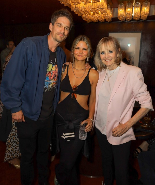 LONDON, ENGLAND - JULY 03: (L to R) Jesse Wood, Gemma Gregory and Twiggy aka Dame Lesley Lawson attend a VIP screening of "Twiggy" hosted by director Sadie Frost at The Cinema at Selfridges on July 3, 2025 in London, England. (Photo by Aimee Rose McGhee/Dave Benett/Getty Images)