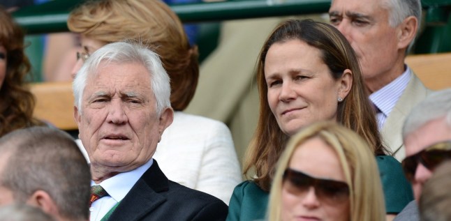 George Lazenby and Pam Shriver sat together in the crowd