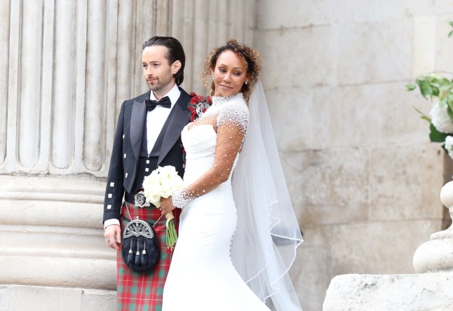 Spice Girl Melanie Brown, Mel B, and her husband hairdresser Rory McPhee pose for photographs at St Paul's Cathedral, London. Picture date: Saturday July 5, 2025. PA Photo. Photo credit should read: Toby Shepheard/PA Wire