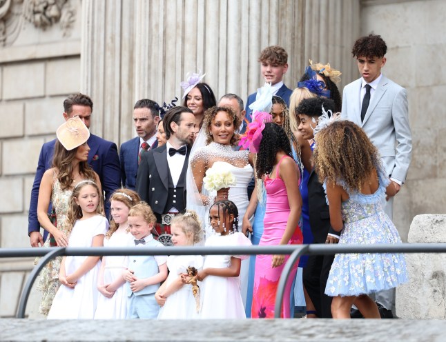 Spice Girl Melanie Brown, Mel B, and her husband hairdresser Rory McPhee stand for photographs with family members following their wedding at St Paul's Cathedral, London. Picture date: Saturday July 5, 2025. PA Photo. Photo credit should read: Toby Shepheard/PA Wire
