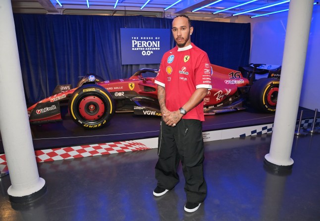 LONDON, ENGLAND - JULY 02: Lewis Hamilton marks the grand opening of The House of Peroni Nastro Azzurro 0.0%, a multi-day racing-inspired pop-up in the heart of Covent Garden, on July 2, 2025 in London, England. Photo by Dave Benett