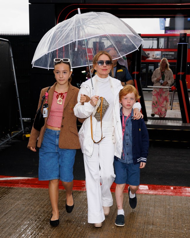 The Formula 1 Qatar Airways British Grand Prix 2025, at Silverstone Circuit, Northamptonshire. Sunday Race Day, 6th July 2025. Pictured: Geri Horner (Halliwell) arrives in the paddock ahead of the British Grand Prix at Silverstone. Jamie Lorriman mail@jamielorriman.co.uk www.jamielorriman.co.uk 07718 900288
