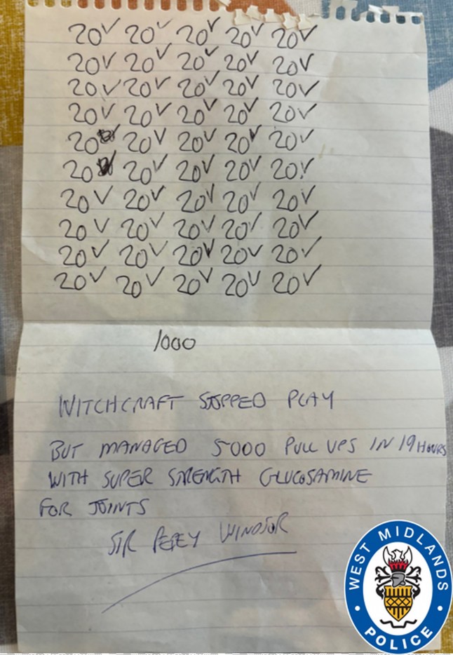 Handout photo issued by West Midlands Police of a letter which was shown to the jury the trial of Peter Windsor, who is charged with two counts of causing serious alarm or distress by stalking. Windsor is accused of stalking TV and radio presenter Myleene Klass, along with Classic FM radio presenter Katie Breathwick. He has denied stalking the former Hear'Say singer by sending unwanted letters and Catwoman and police officer fancy dress outfits. Issue date: Wednesday October 1, 2025. PA Photo. Photo credit should read: West Midlands Police /PA Wire NOTE TO EDITORS: This handout photo may only be used for editorial reporting purposes for the contemporaneous illustration of events, things or the people in the image or facts mentioned in the caption. Reuse of the picture may require further permission from the copyright holder.