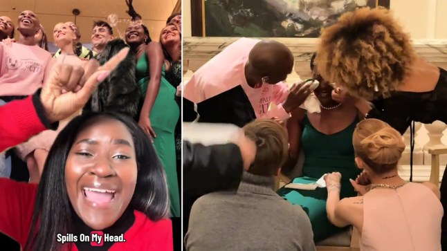 Cynthia Erivo and Ariana Grande rush to mop champagne off embarrassed fan in viral video https://www.tiktok.com/@triciampisi/video/7567053871823031570?is_from_webapp=1&web_id=7530525550613202454