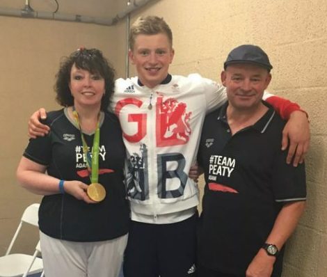 Caroline, Mark and Adam Peaty posing together