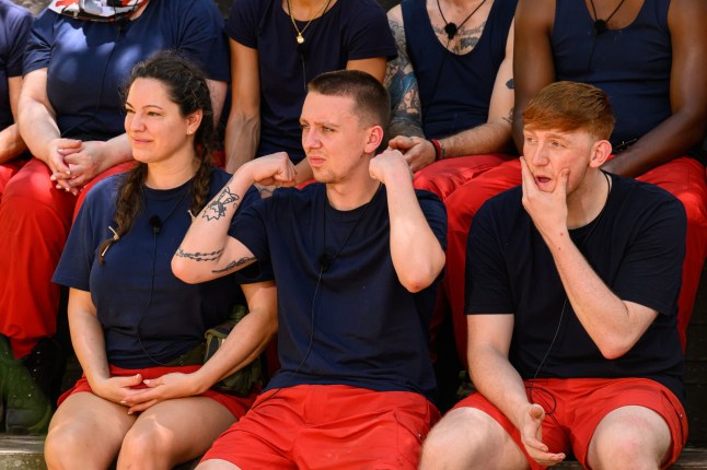 STRICT EMBARGO - NOT FOR USE BEFORE 22:15 GMT, 20 Nov 2025 - EDITORIAL USE ONLY Mandatory Credit: Photo by James Gourley/ITV/Shutterstock (15856580n) Bushtucker Trial, Camp Fright - Kelly Brook, Aitch and Angry Ginge 'I'm a Celebrity... Get Me Out of Here!' TV show, Series 25, Show 5, Australia - 20 Nov 2025